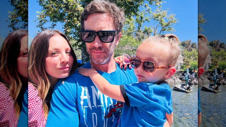 Kaley Cuoco and Tom Pelphrey posing for a selfie with their daughter Matilda