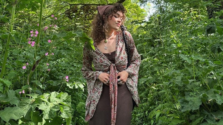 Bell sleeve top and a long skirt