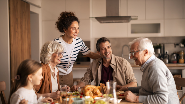 Family eating around a table