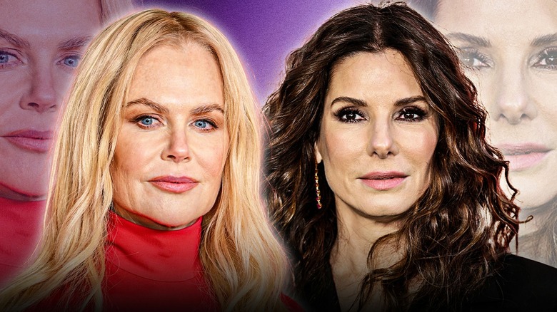Side by side photos of Nicole Kidman and Sandra Bullock