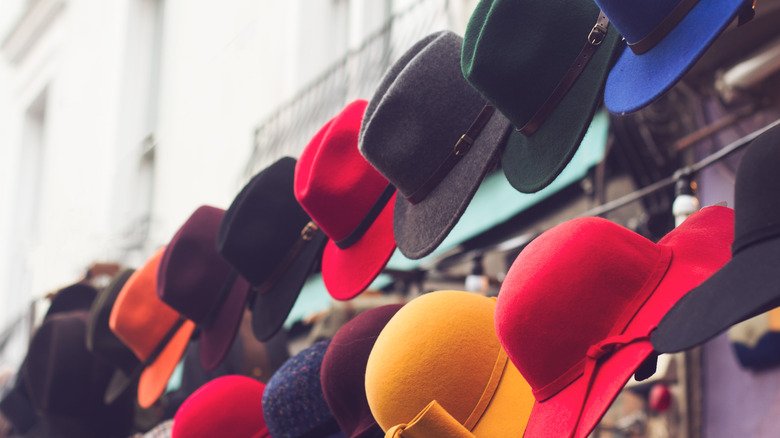 Display of hats for sale