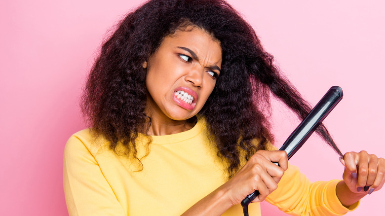 straightening curly hair