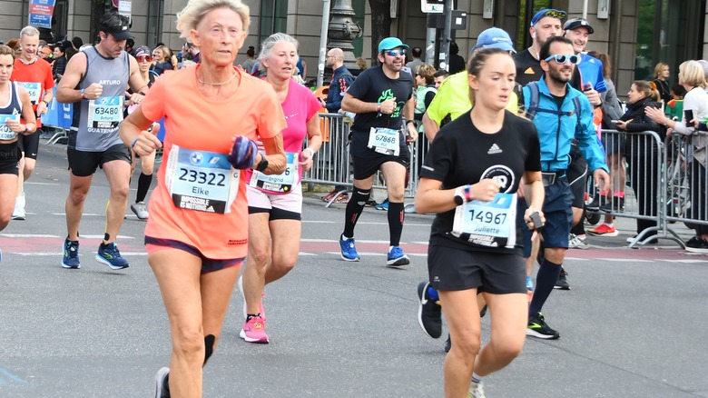 group of runners in a marathon race