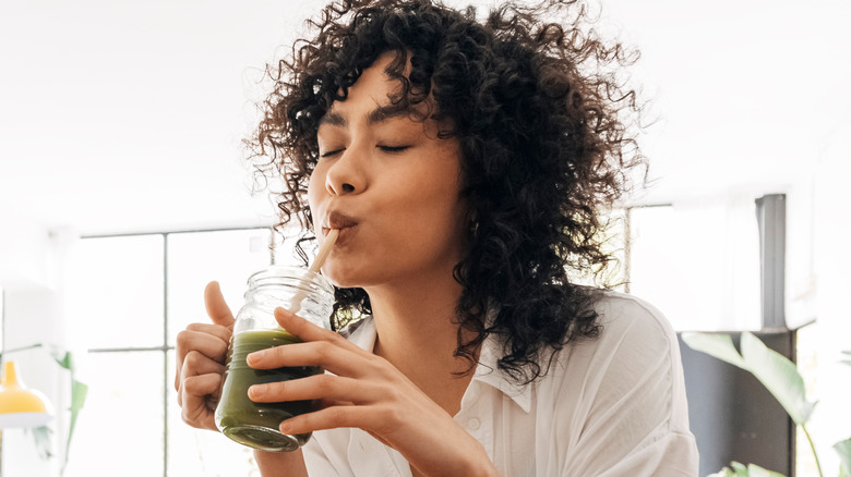 Woman enjoying smoothie