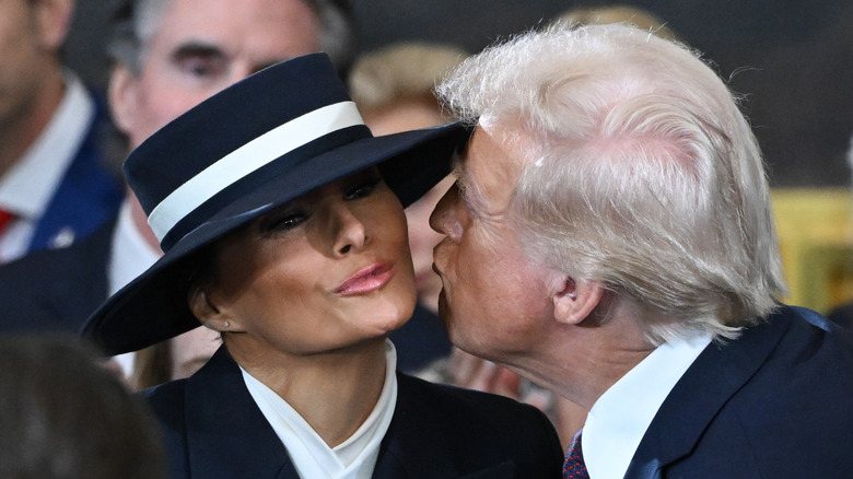 Melania Trump in 2025 kissing Donald Trump