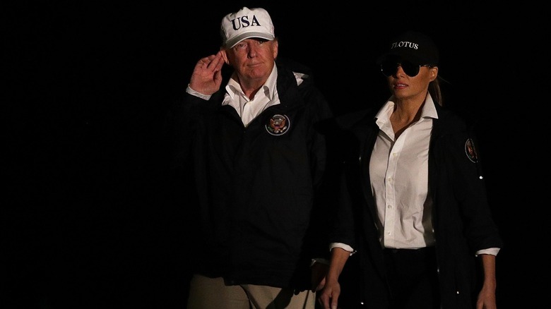 Melania Trump in 2017 with Donald Trump