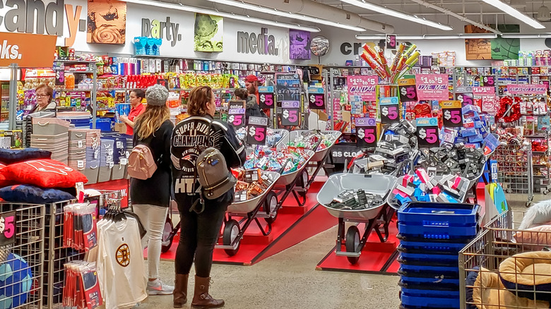 Two women shopping inside Five Below