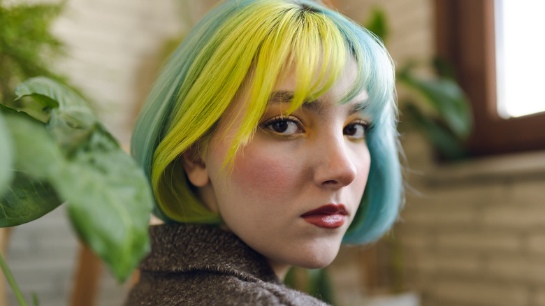 Woman with dyed hair