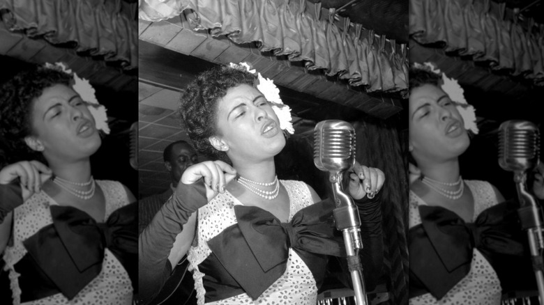 Billie Holiday performs at the Club Downbeat in New York City, February 1947