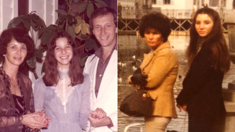 Side-by-side photos of teenaged Lisa Kudrow with dark hair