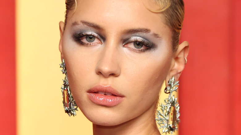 Iris Law with shimmery silver eyeshadow