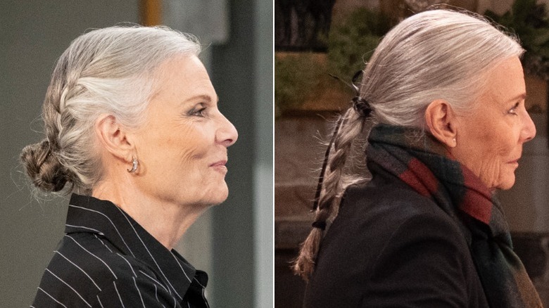 Side profile Jane Elliot as Tracy Quartermaine on ABC's General Hospital on a side by side