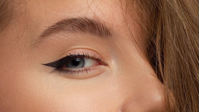 Closeup of woman's eyebrow