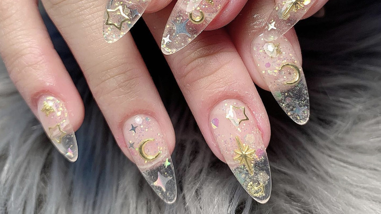 clear glass nails with designs