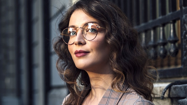 Woman wearing wire-frame glasses