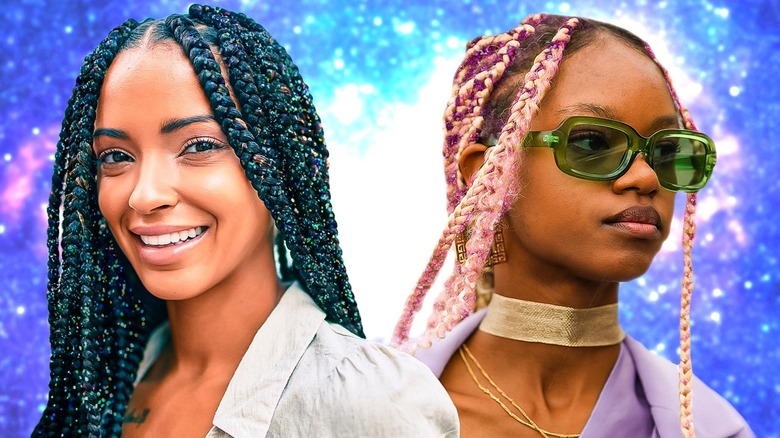 women with glitter braids 