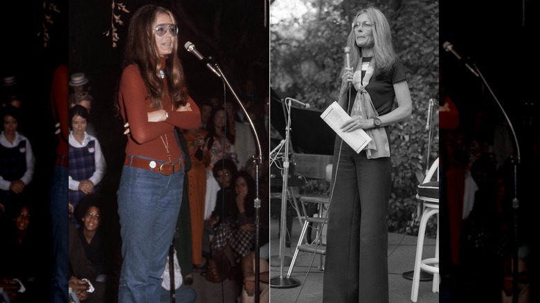 Gloria Steinem at a fundraiser and rally for California State Senate candidate Catherine O'Neill in Los Angeles in October 1972 / Gloria Steinem an Equal Rights Amendment event at the home of Marlo Thomas in Beverly Hills in 1979