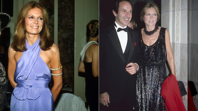 Gloria Steinem  at her 50th birthday celebration in New York City in May 1984 / Mort Zuckerman and Gloria Steinem at the Lions Benefit at the New York Public Library in November 1985