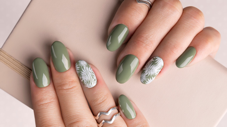 Sage green nails