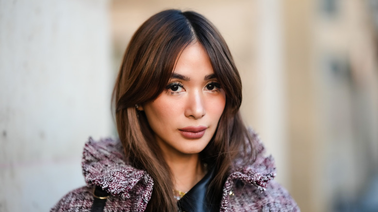 woman with curtain bangs