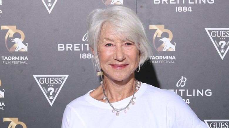 Helen Mirren posing with a bob