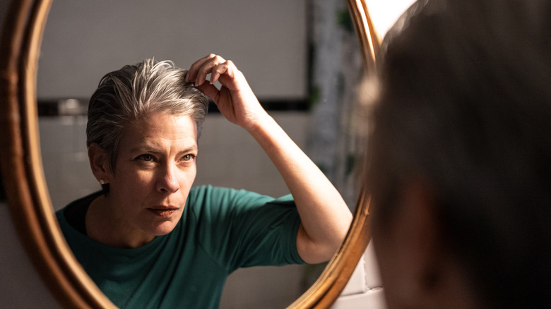 Grey haired woman
