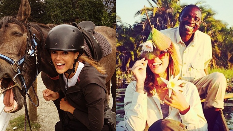 Erin Cahill with a horse and traveling