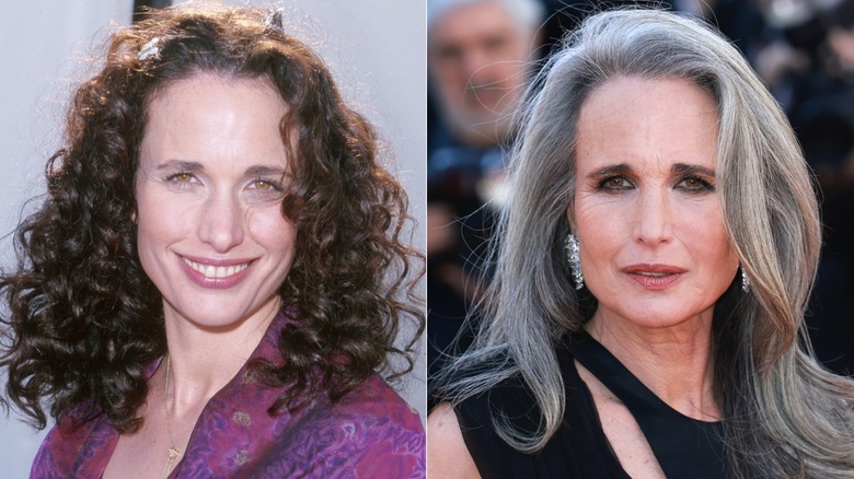 Side-by-side photos of Andie MacDowell in 1998 and 2026