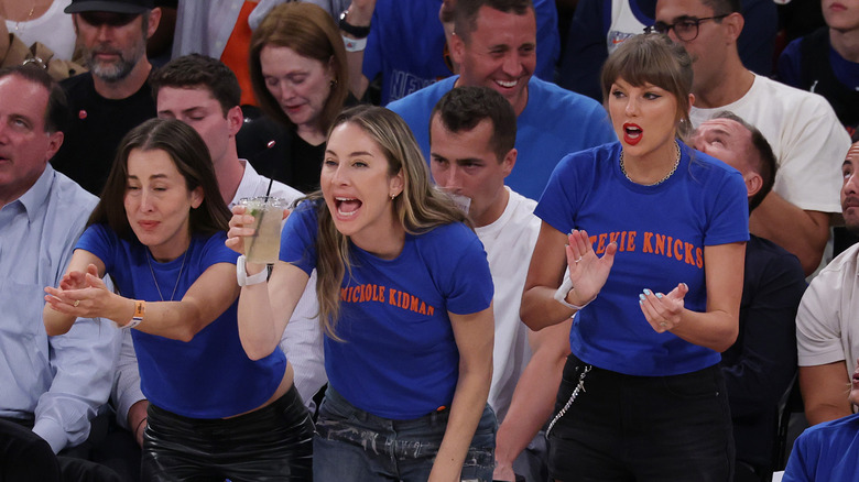 Taylor Swift and the Haim sisters at the Knicks game