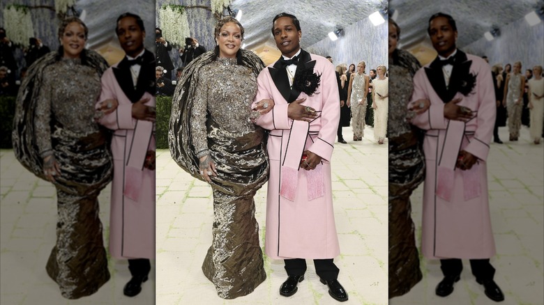 Rihanna and A$AP Rocky pose together at the 2026 Met Gala