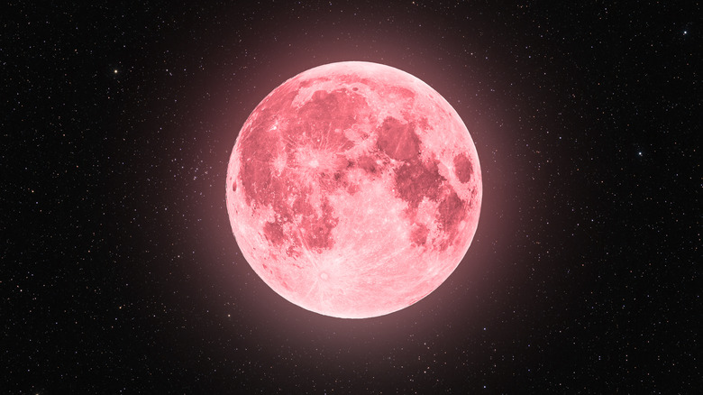 full moon bright and pink