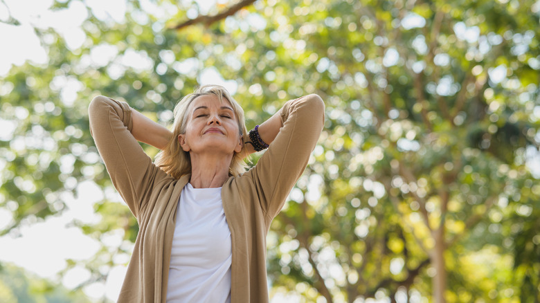 Woman breathing in nature