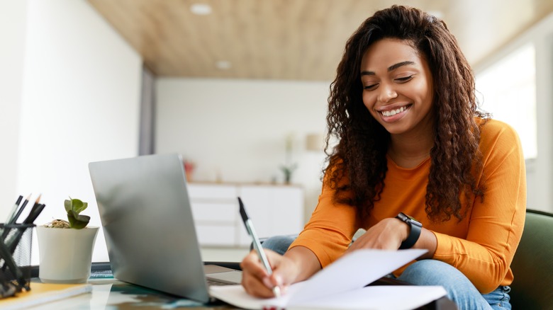 Woman working at home 