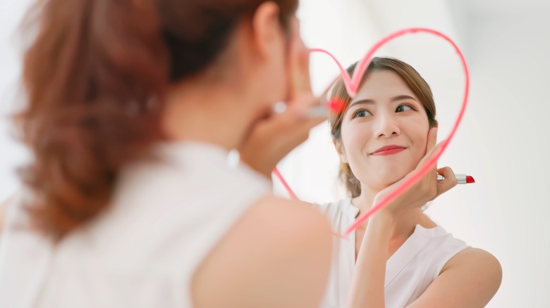 Woman with lipstick