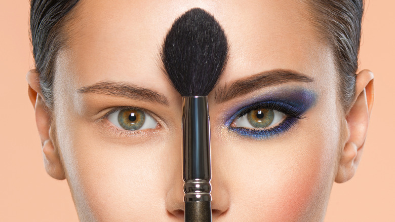 Woman with blue eyeshadow