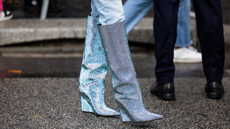 Blue Jimmy Choo wedge boots