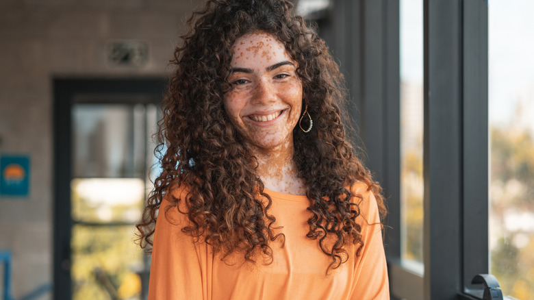 Woman with curly hair