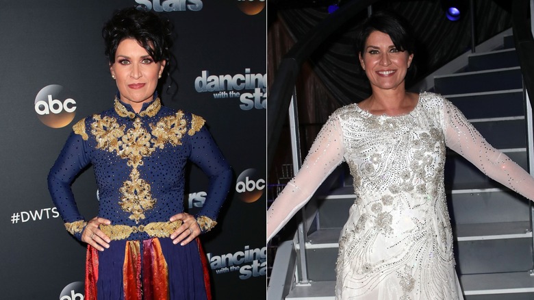 Nancy McKeon poses while a contestant on Dancing with the Stars