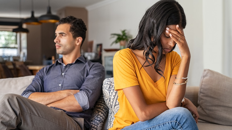 Unhappy couple arguing