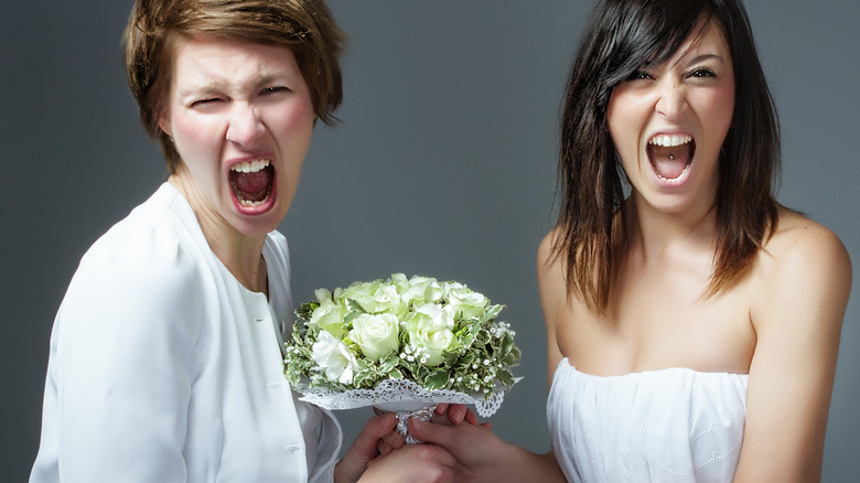 two brides fighting 