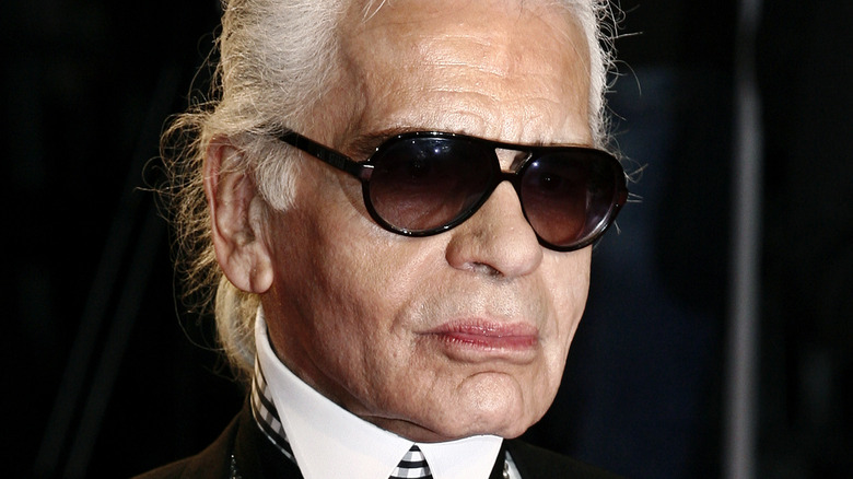 Karl Lagerfeld in black and white