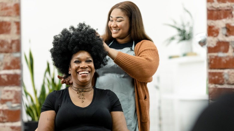 woman in salon chair 