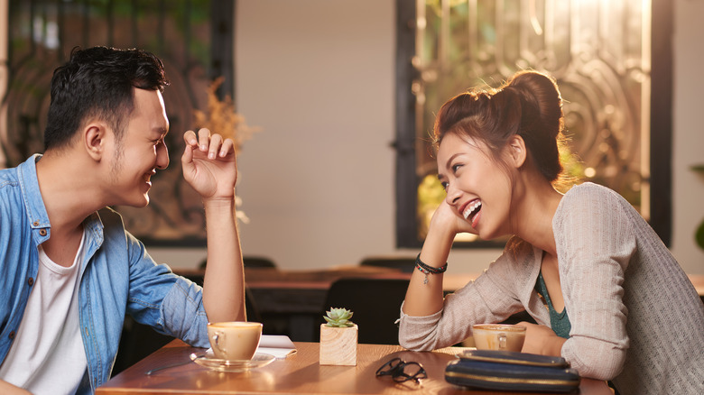 Couple smiling on a date