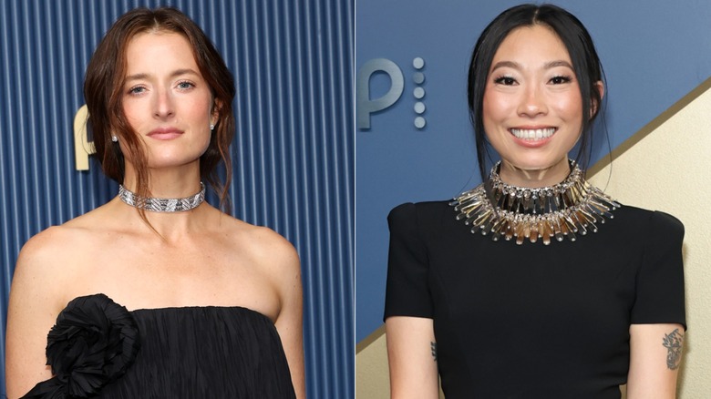 Grace Gummer and Awkwafina in chokers at the 2026 Emmys
