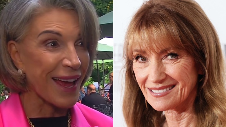 Hilary Farr giving an interview in 2025 and Jane Seymour at an event in 2026.