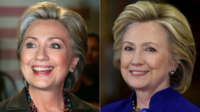 Hillary Clinton in 2008 and 2015