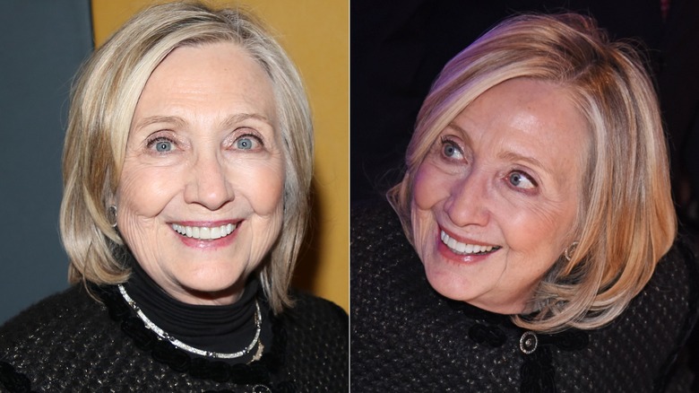 Hillary Clinton in 2026 with her hair parted to the side