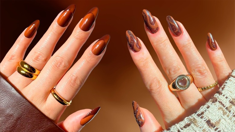 Women wearing hot chocolate nails