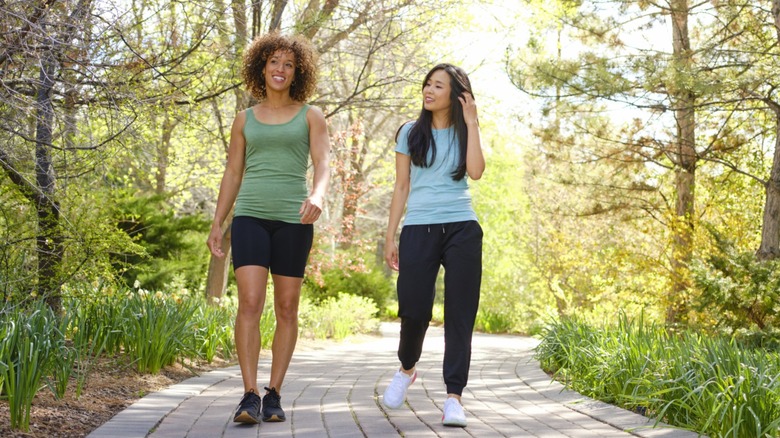 two friends walking