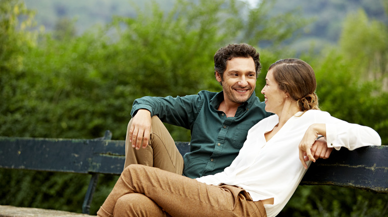 Happy couple on bench